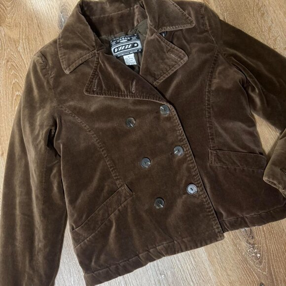 Y2K Urban Vibe Chocolate Brown velvet jacket Size‎ S - Picture 2 of 5